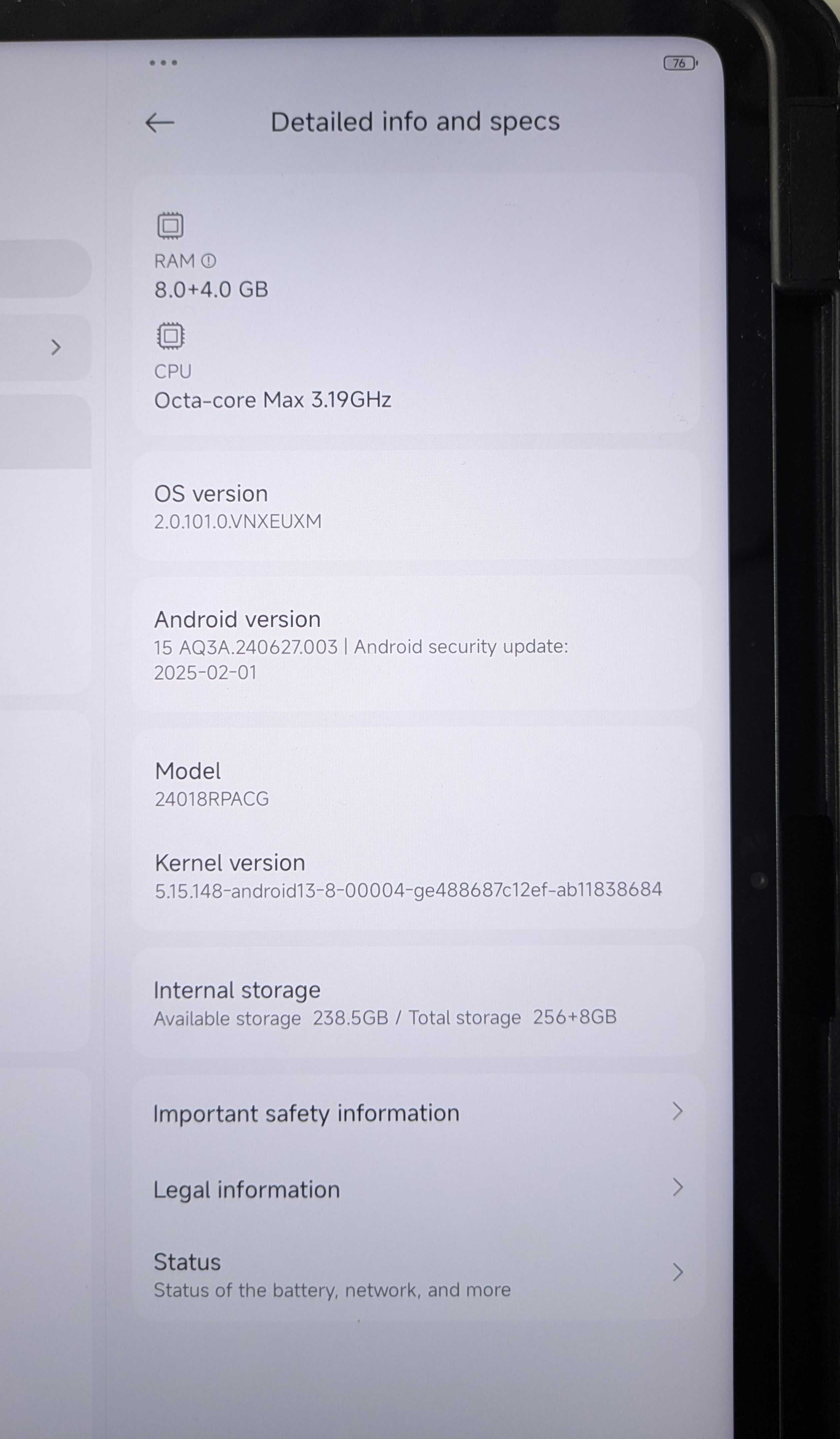 XIAOMI Pad 6S Pro 12.4 256GB 8GB 120W зарядно 10000mAh цвят Graphite