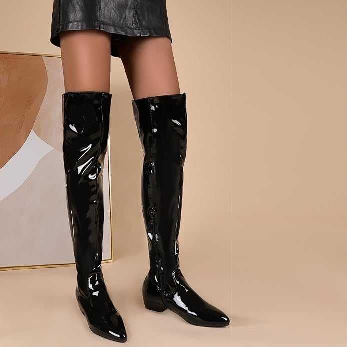 Cizme din lac peste genunchi | NOI Unicat, cumpărate din Dubai