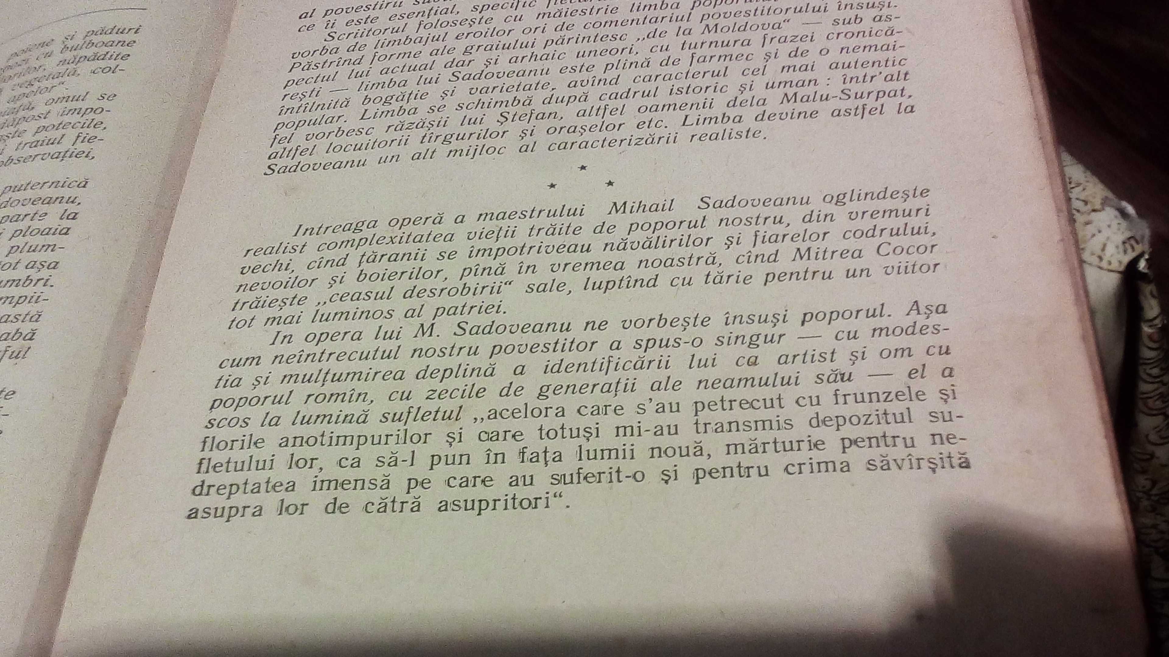 carte veche 1954: M. Sadoveanu - Istorisiri vechi și nouă