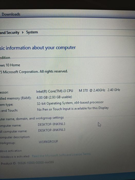 Laptop Lenovo Intel i3