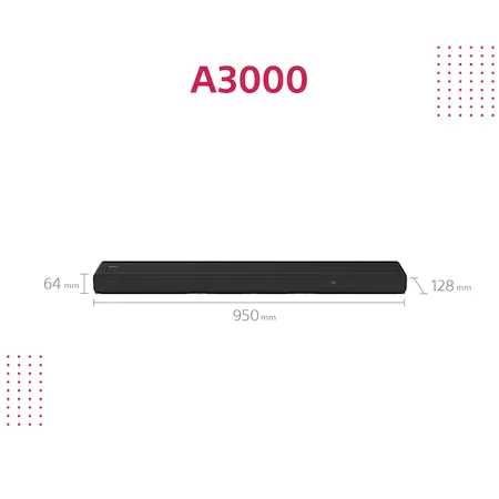 Sigilat Soundbar Sony HT-A3000 3.1ch, Dolby Atmos, 250W, Bluetooth 5.0