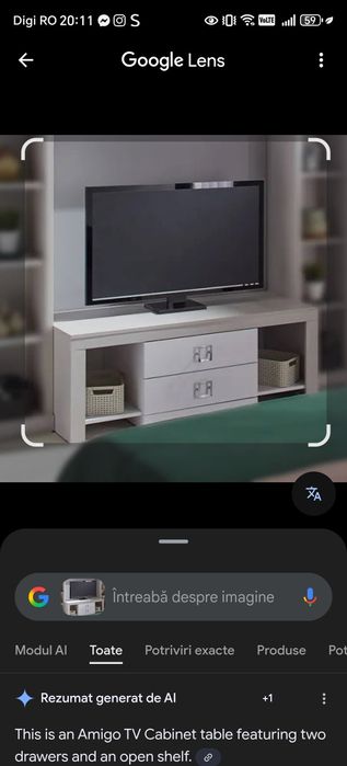 Comodă TV gri cu alb