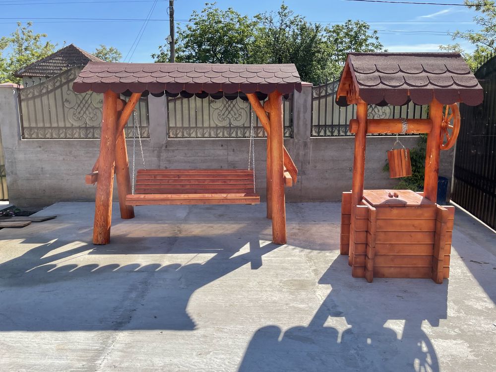 Leagan cu pui pentru copil  / balansoar din lemn  rustic