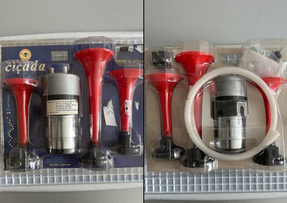 Claxon cu aer - 2 si 3 trompete, 12V/24V