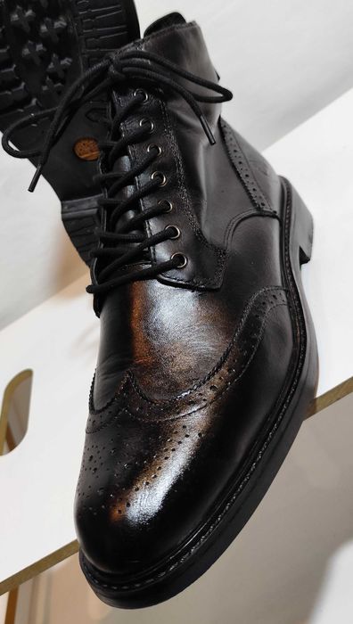 Ghete lace up 42 brogue Timberland piele naturala moale negru