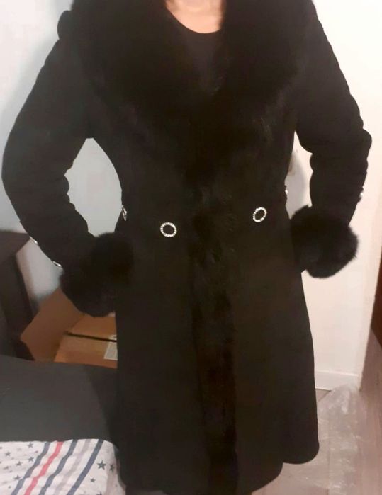 Женска дубленка зимня чёрная