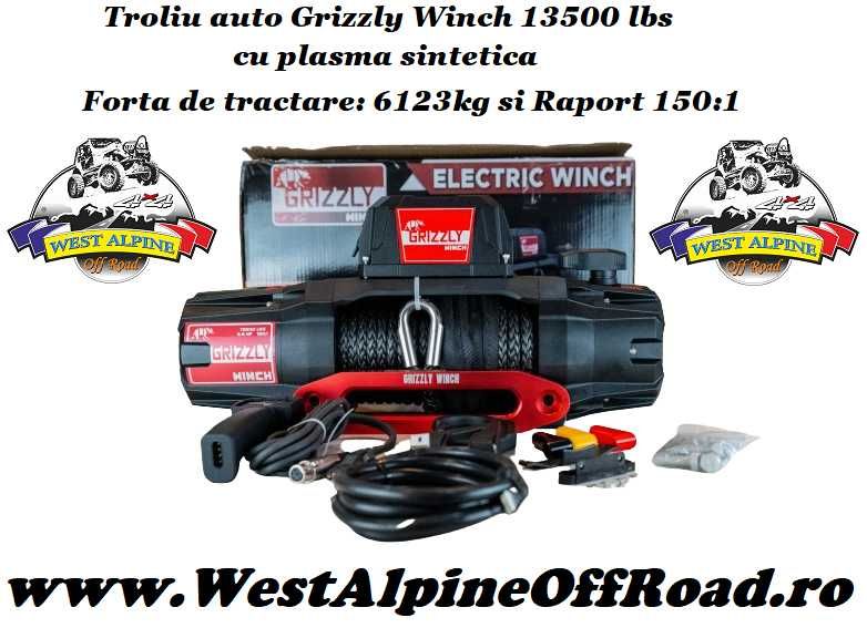 Troliu auto Grizzly Winch 13500 lbs (6123kg) 150:1 cu plasma sintetica