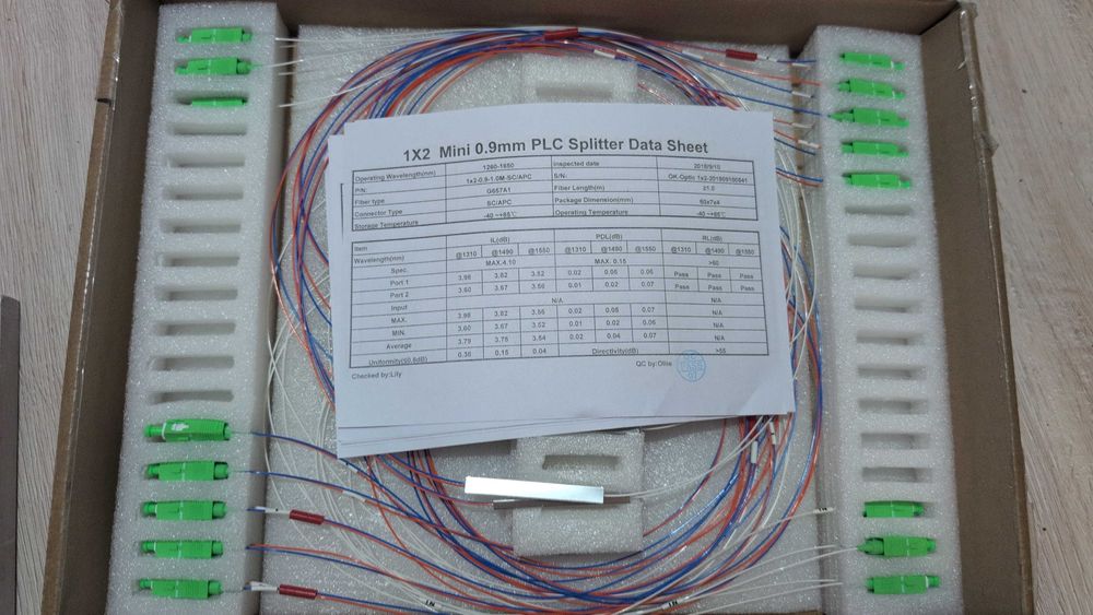 SC APC оптический сплиттер 1х2 0,9мм