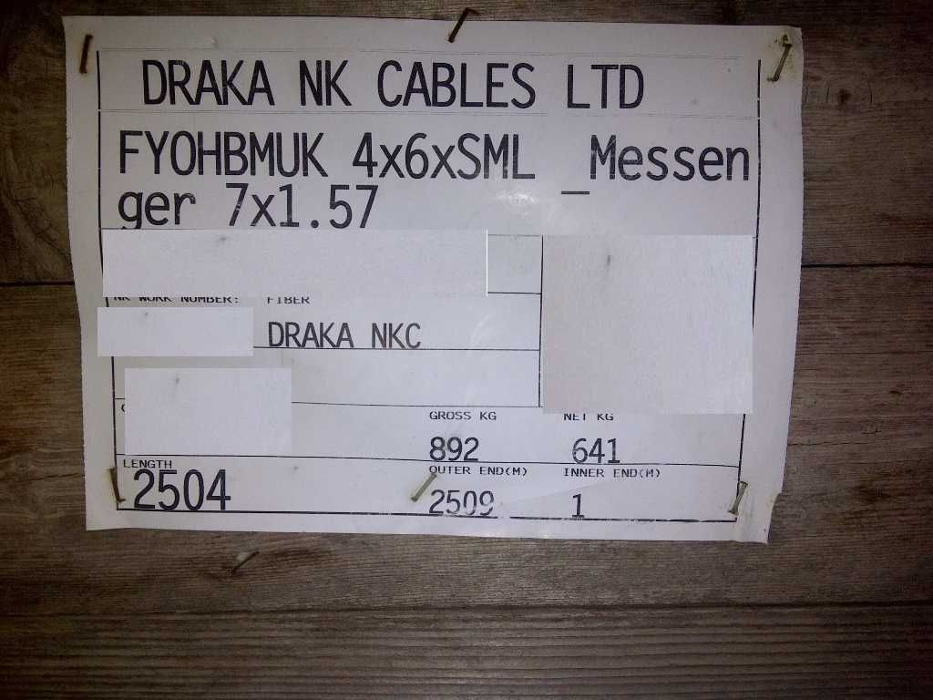 Fibra optica cablu 4x6xSML Draka cu sufa. cablu metalic ancora