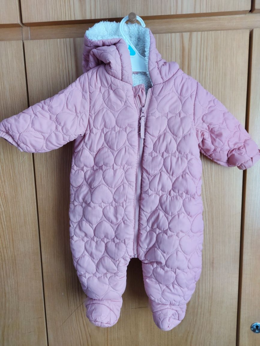 Combinezon/ salopetă/ overall iarnă pentru bebe fată, 68 cm