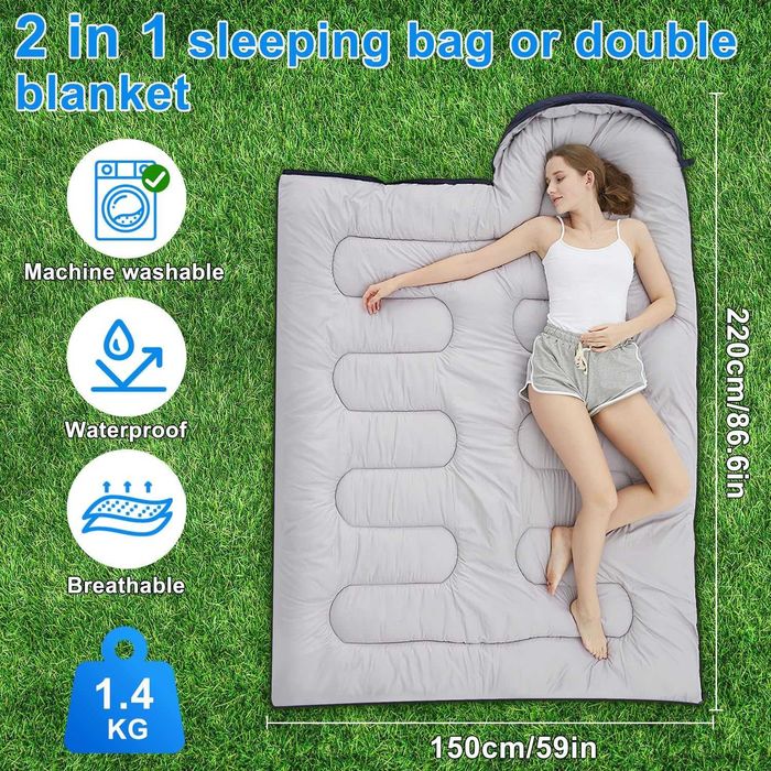 Sac de dormit 2 in 1, sac sau patura, 3 anotimp, REDUS de la 250 RON