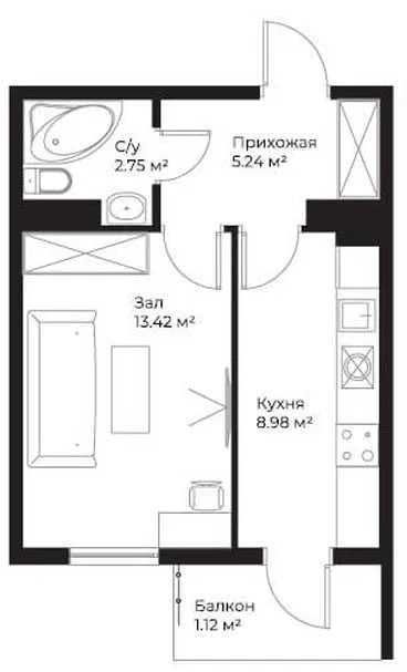 Assalom Sohil 1-комнатная 32м2 подключ 5-этаж с кадастром СРОЧНАЯ цена