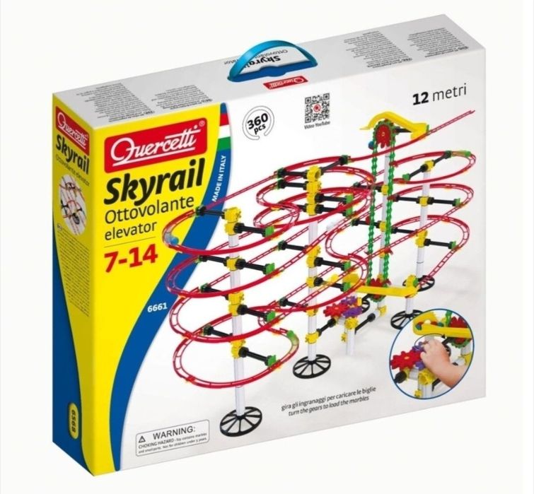 Set constructie copii Skyrail Ottovolante elevator Quercetti 360 piese