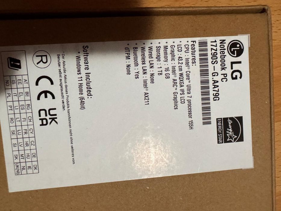 Laptop LG Gram Intel core ultra 7