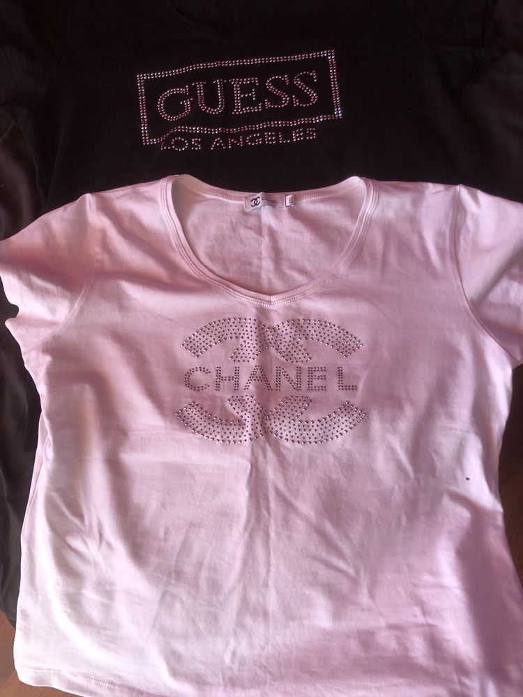 Тениски бяла и черна за М или Л Guess  и Shanel