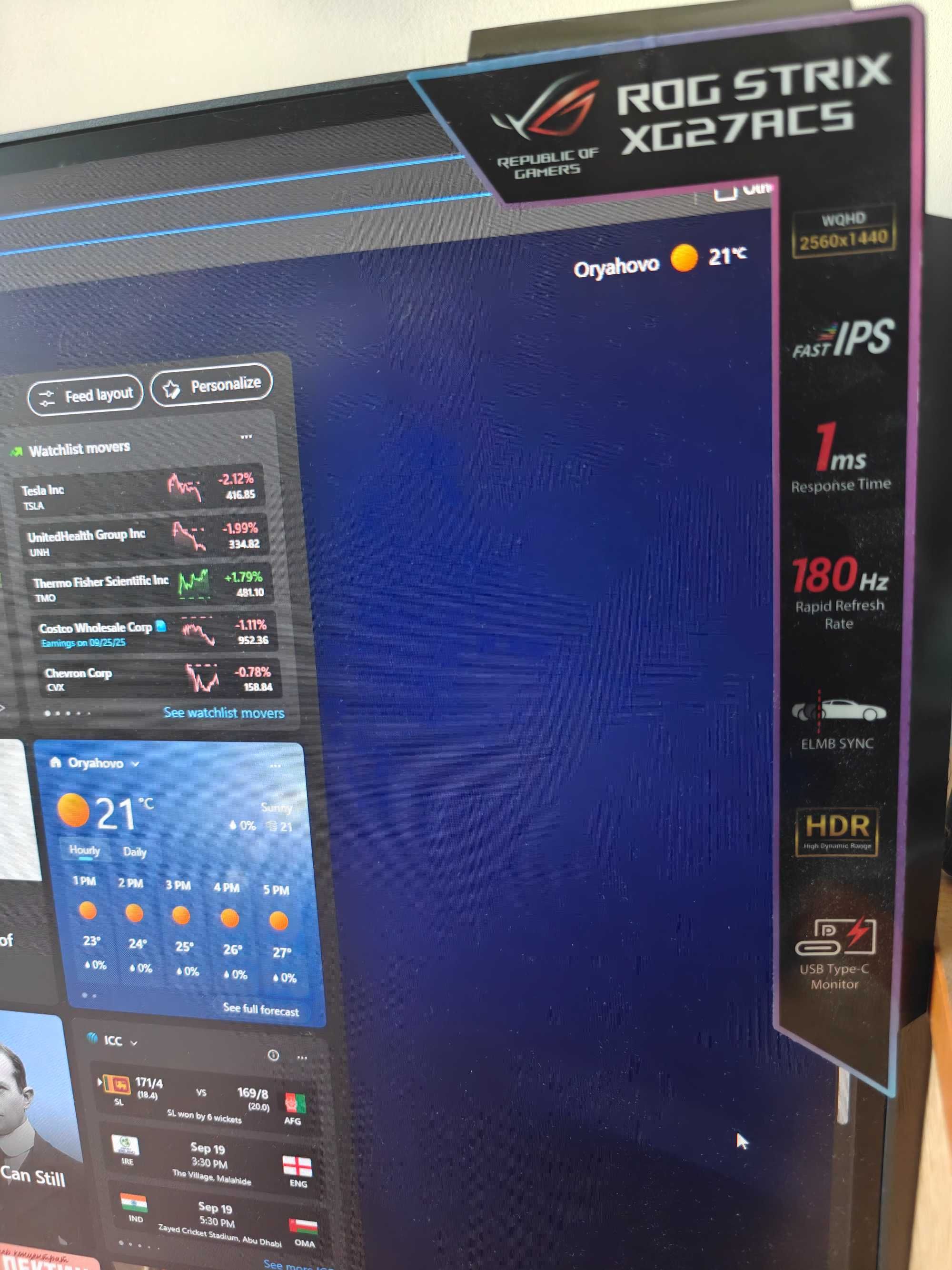 Gaming Monitor ASUS ROG Strix XG27ACS 1440p 1ms 180hz 27" HDR Гаранция
