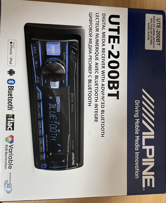 Player auto ALPINE UTE-200BT, Bluetooth, USB