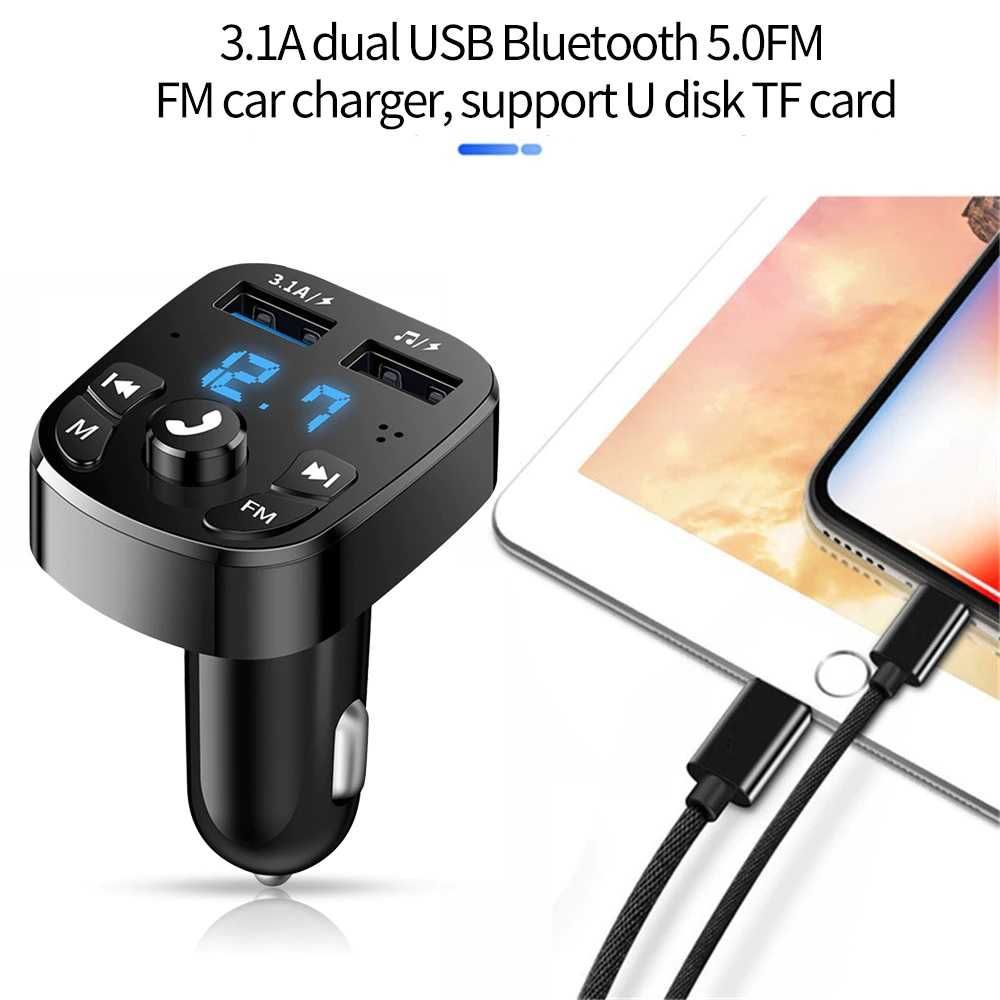Блутут FM трансмитер Kebidu, Волтметър 2USB заряднo GSM Bluetooth Car
