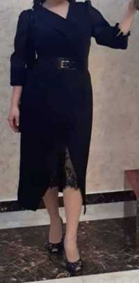 Чёрное платье с ажурной юбкой