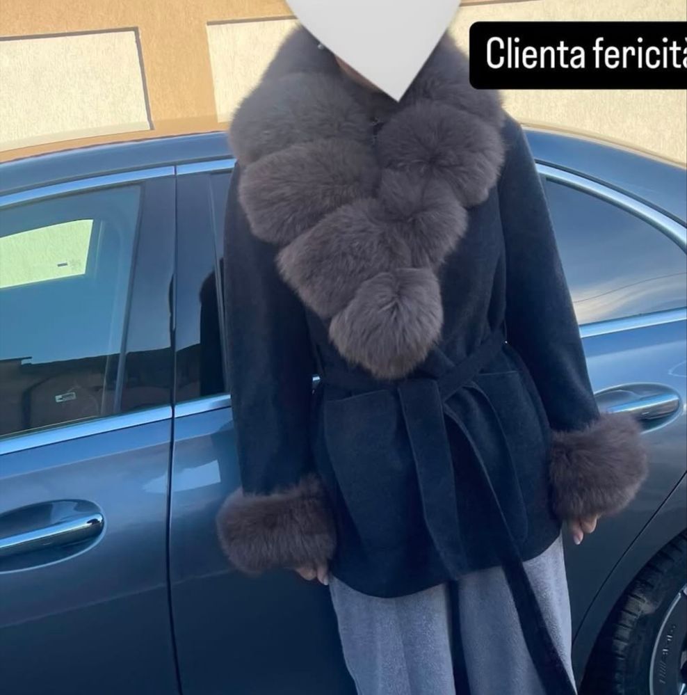 Palton casmir cu blana naturala