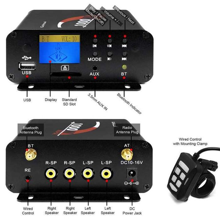 Boxe moto Road Beats M1000A, crom