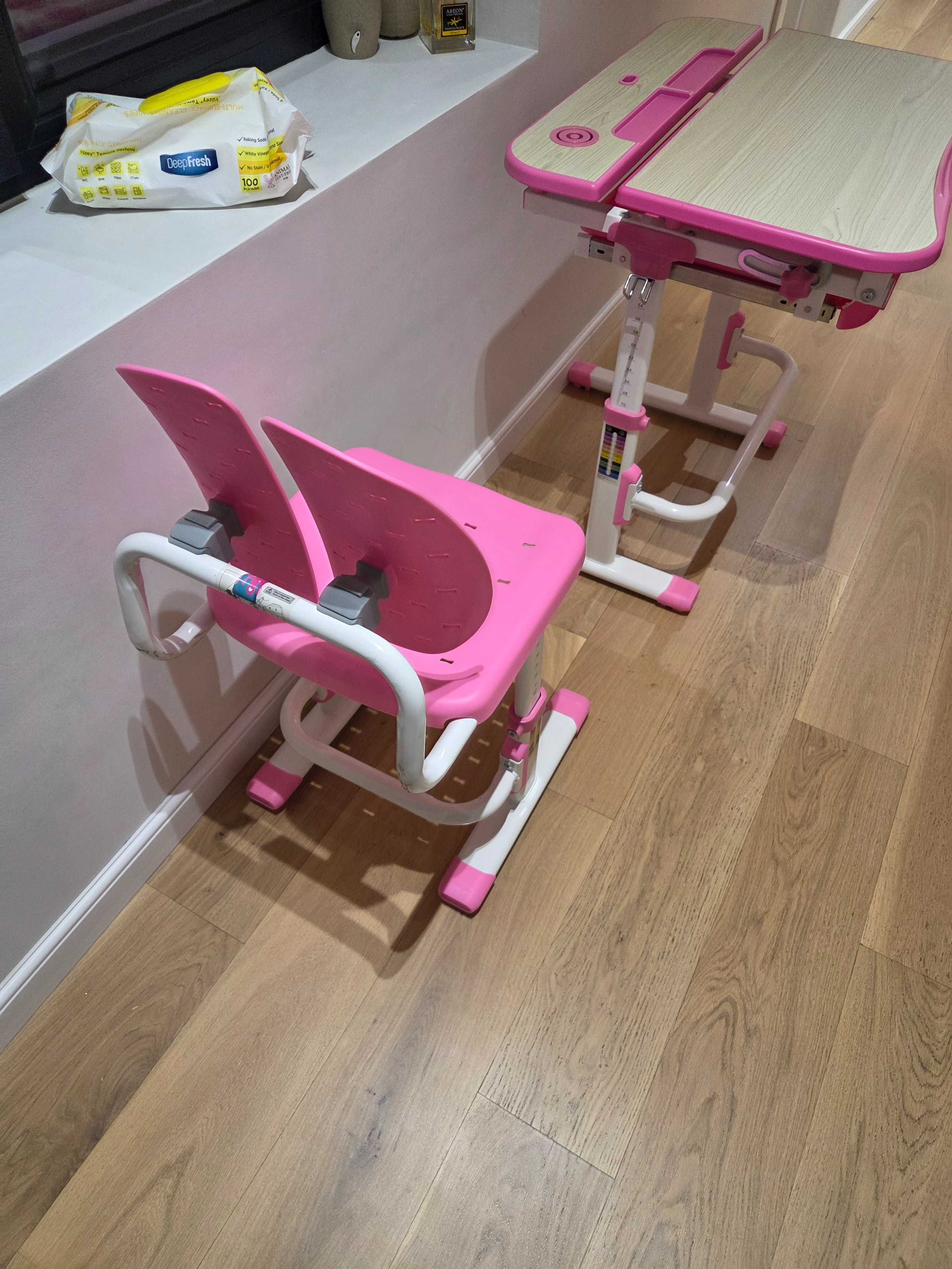 Birou si scaun ergonomic copii roz ErgoK