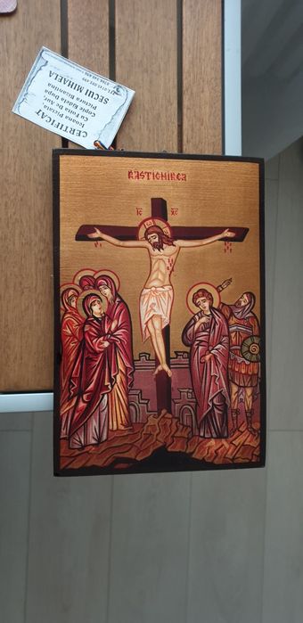 Icoana pictata manual, foita de aur