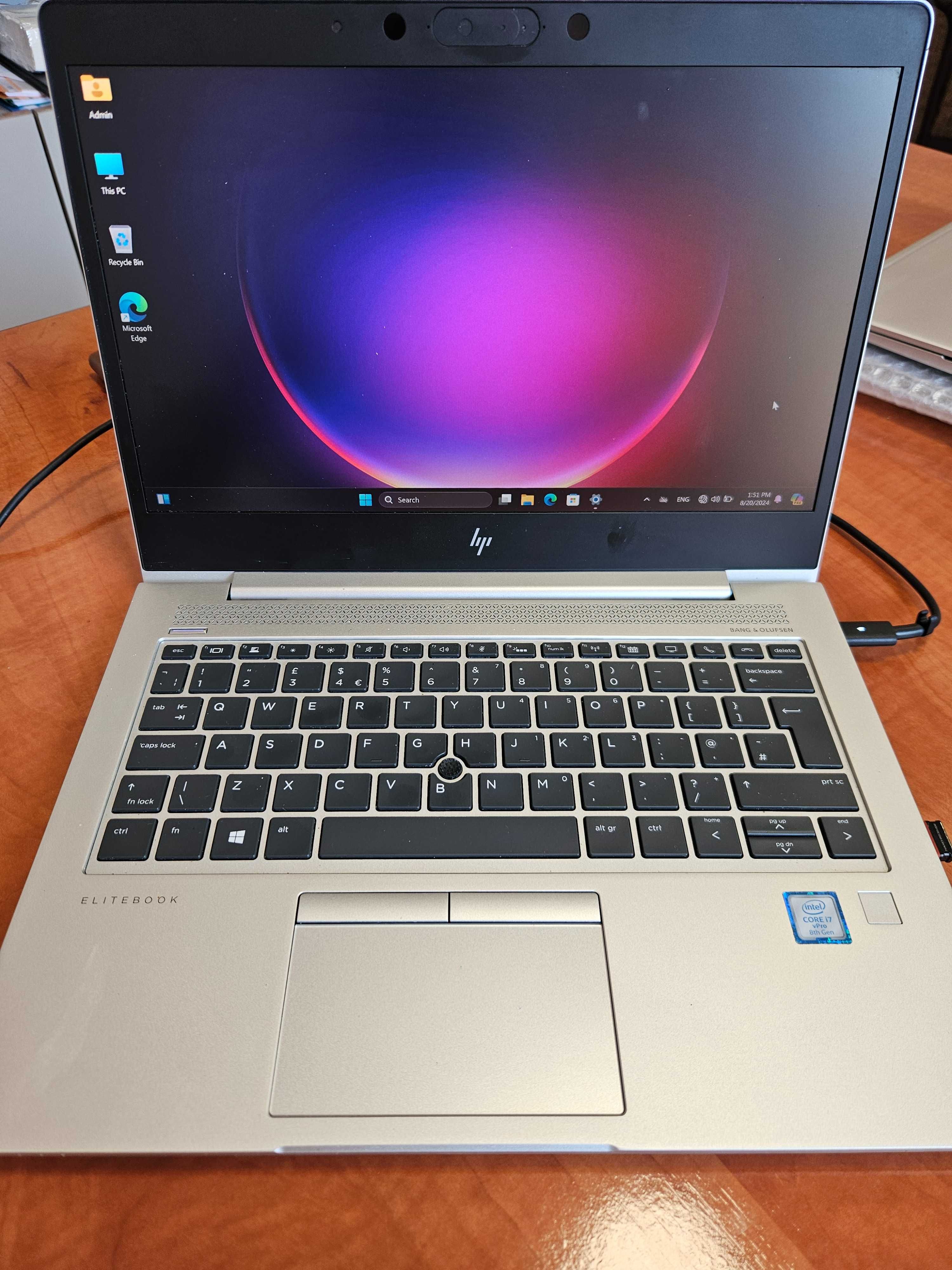 Laptop HP EliteBook 830 13.3", Core(TM) i7 8th Gen, 16 GB RAM, 512 GB