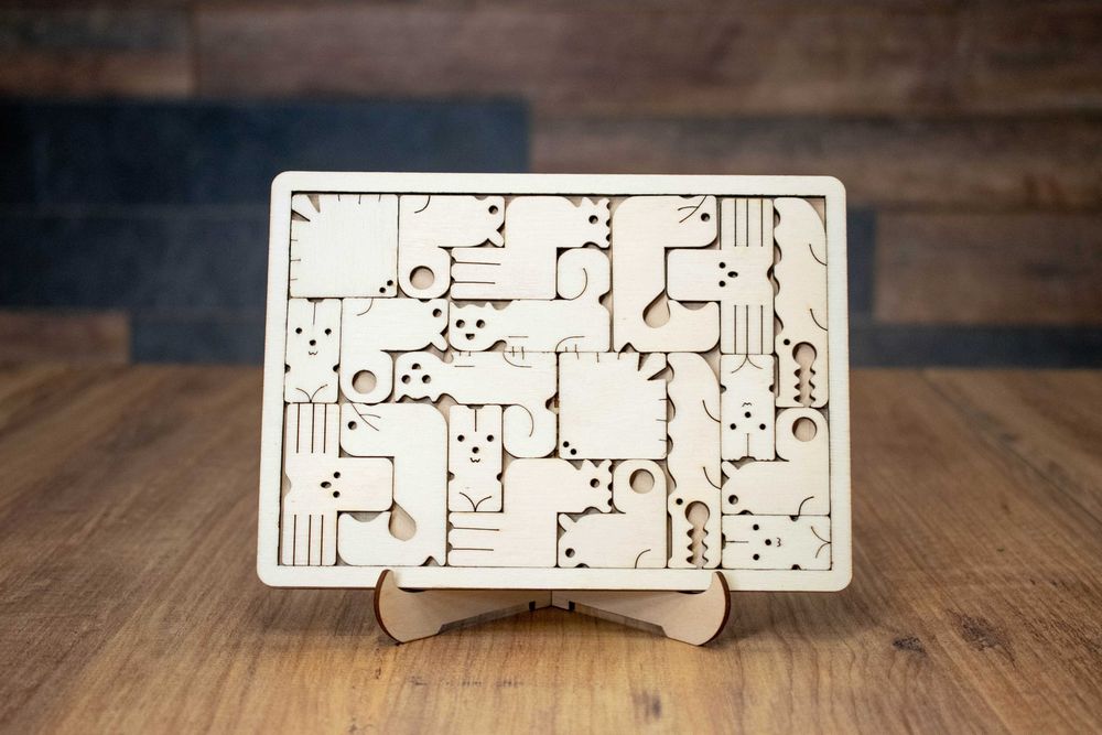 Дървен пъзел Зоо Тетрис