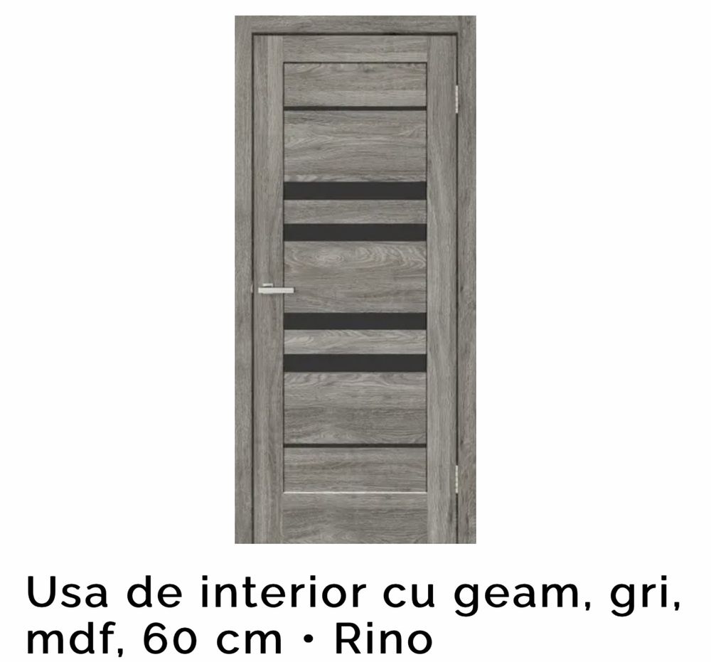 Usa interior Rino Gri MDF 60 Cm Sigilata+broasca+balamale