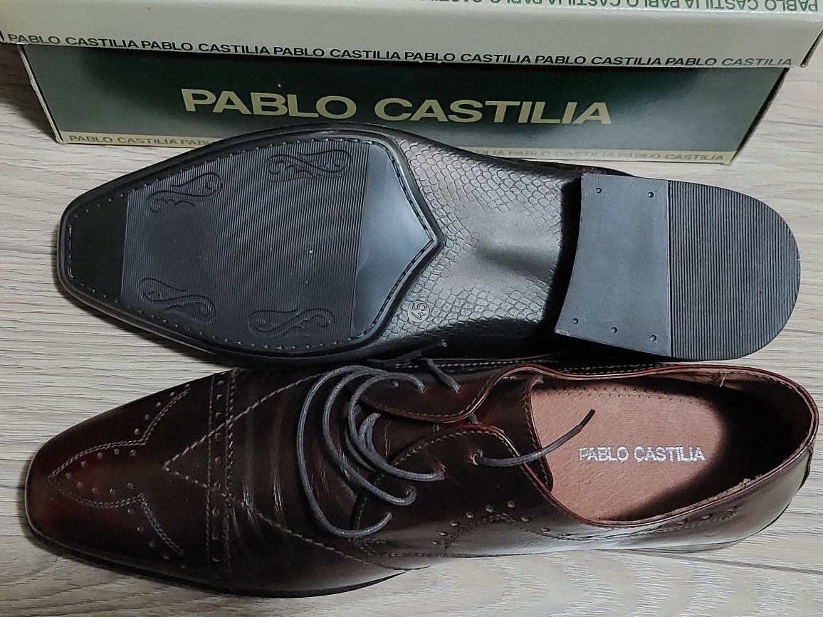 Pantofi barbati noi piele naturala 45 Pablo Castilia