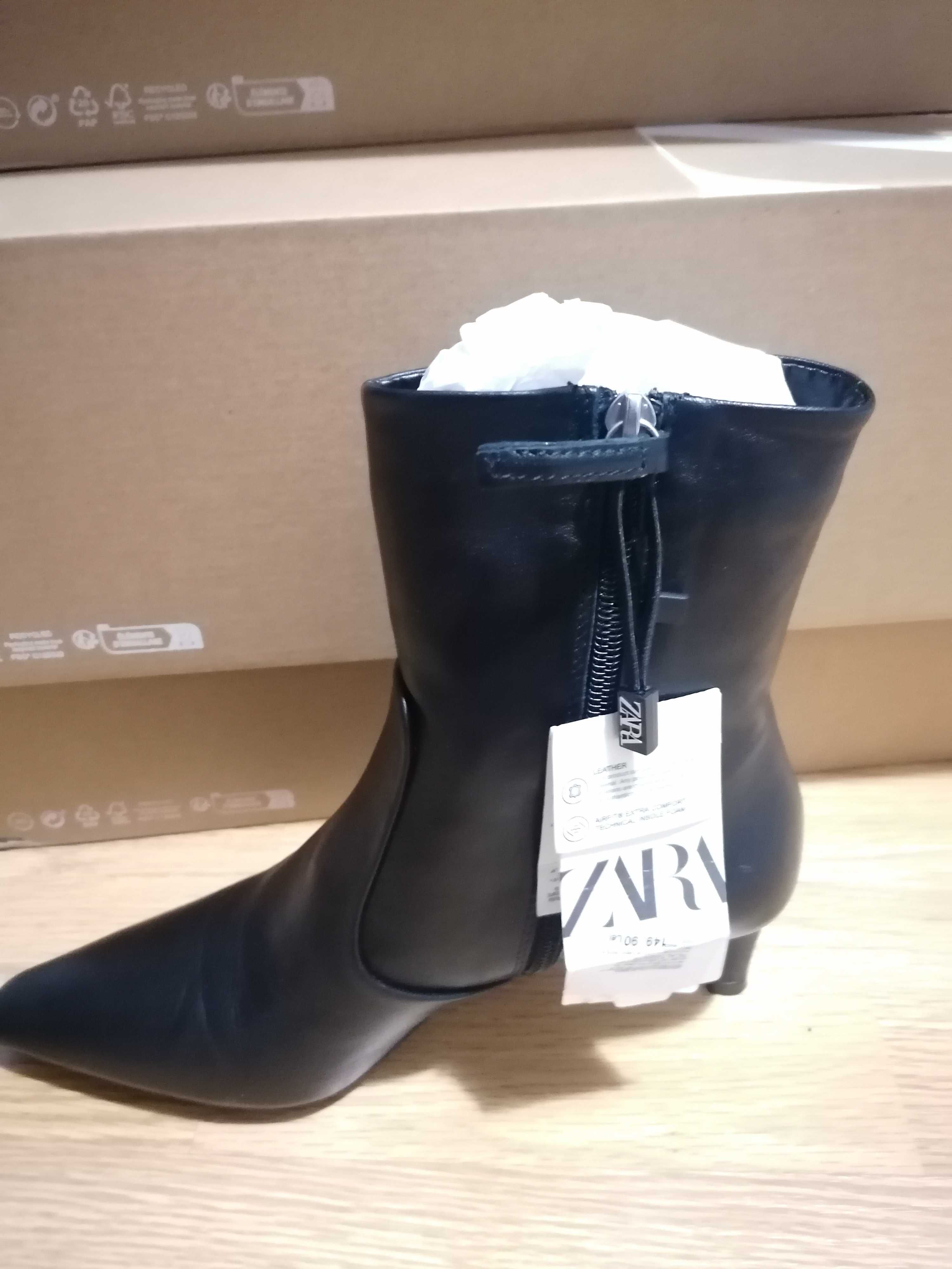 Botine din piele naturală Zara