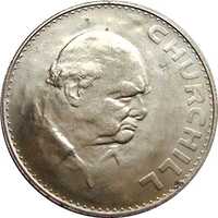 Посребрен плакет/монета с Уинстън Чърчил и Елизабет II