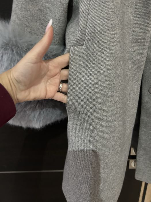 Palton lana dama cu blana naturala