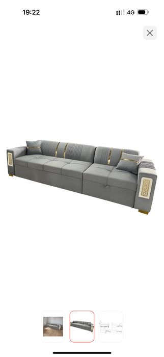 Диван с обивной велюр серый стильный и функциональный для вашей гостин