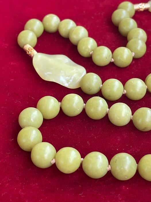 обеци колие, жадеит, позлатено сребро 925