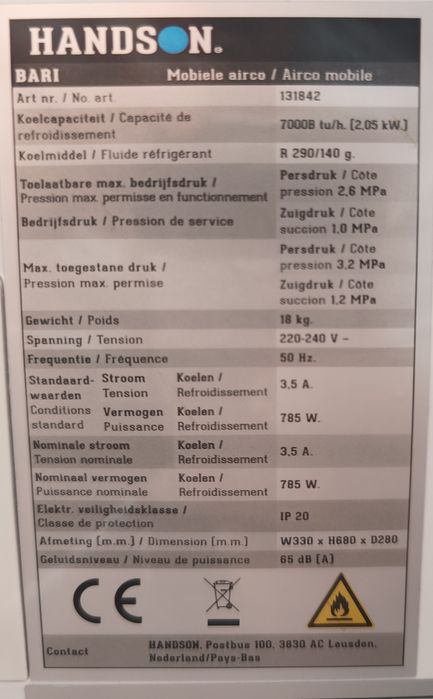 Aer condiționat portabil Handson + cadou voucher călătorii de 100 Euro