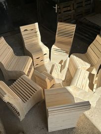 Дизайнерски ергономичен дървен стол ръчна изработка