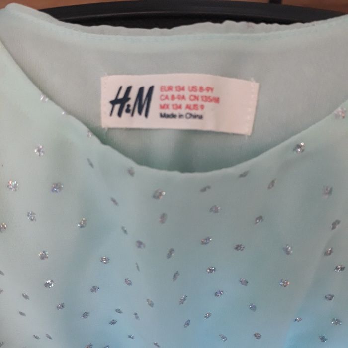 Rochita cu sclipici argintiu H&M vernil menta varsta 8-9 ani