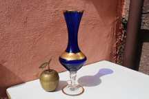 Vas sticla de colectie VECCHIA MURANO, Cobalt si guilding aur 24k