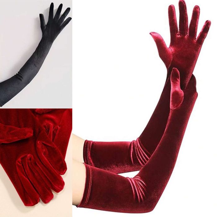 дълги ръкавици от кадифе