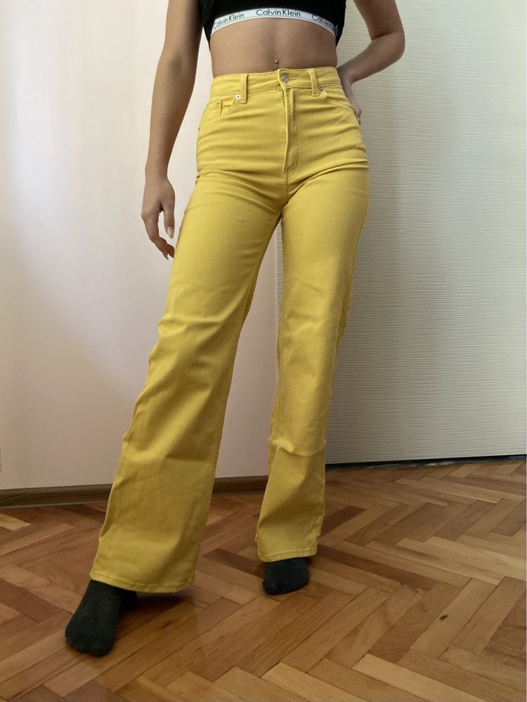 H&M жълти flare дънки