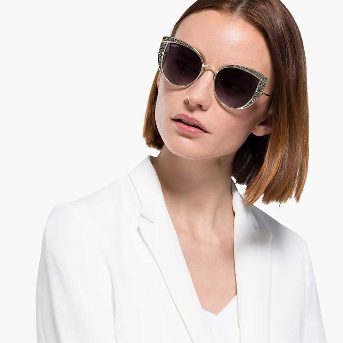 SWAROVSKI – Дамски слънчеви очила CAT EYE GOLD "BLACK CRYSTALS" нови