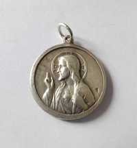 Medalion argint unisex - cu 2 fețe (Isus si fecioara Maria)