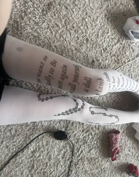 Чулки с принтом белого цвета