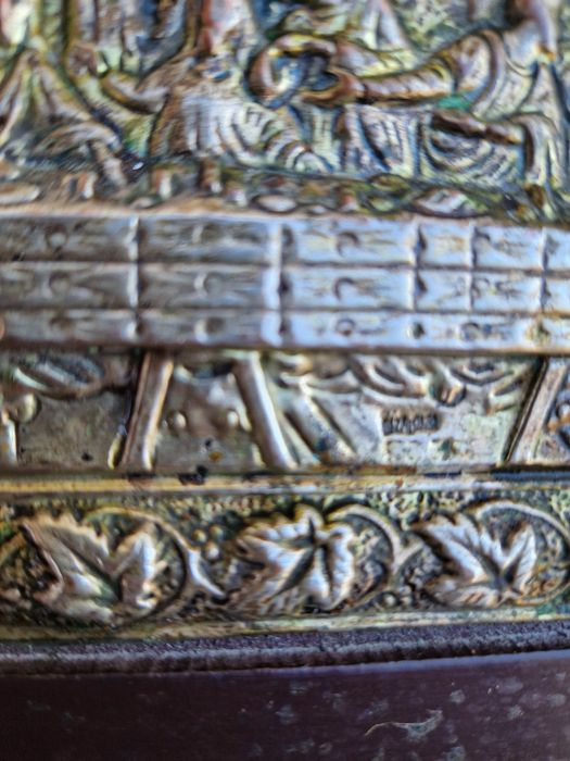 Стара сребърна икона Тайната вечеря-,Сертификат