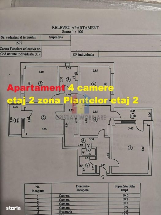 4 camere, 80 mp, etaj 2, Decomandat - Plantelor