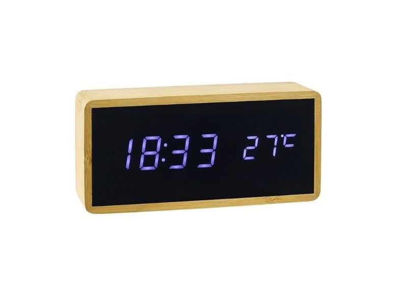 Часовник от истински бамбук с гласов контрол и температура