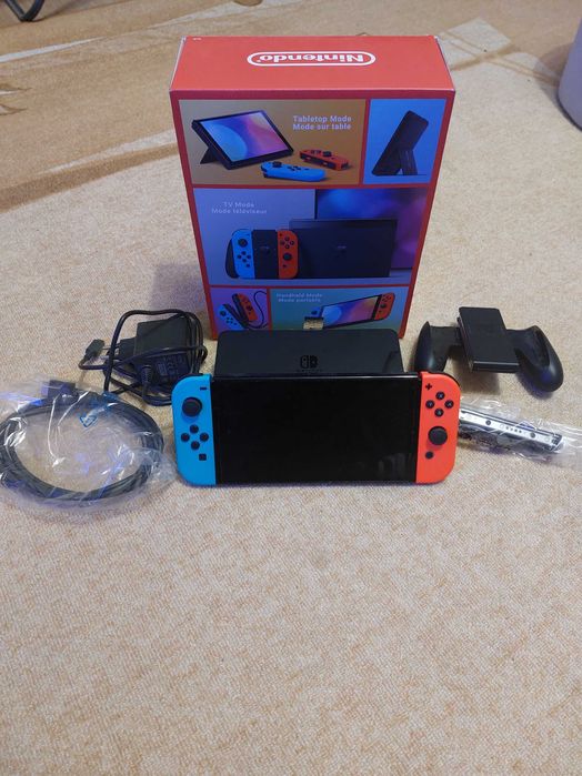 Nintendo Switch OLED - Neon Red & Neon, 64GB Blue, с Гаранция