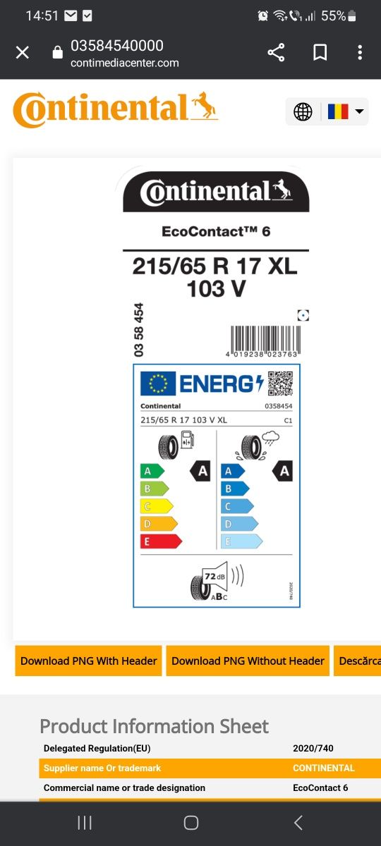 4 anvelope SUV 215 65 R17 V XL Continental. DOT 1623 (Aprilie 2023)